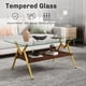 thumbnail image 1 of Rectangle Coffee Table with Tempered Glass top and Golden Metal Legs, Modern Table for Living Room , Transparent Glass, 1 of 3