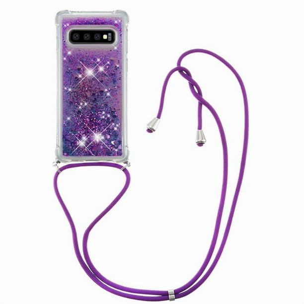 Funda FOXDOCK para Samsung Galaxy S10 Plus con Cuerda Ajustable, Brillo Líquido, Protección Antigolpes y Lente – Ideal para Regalo