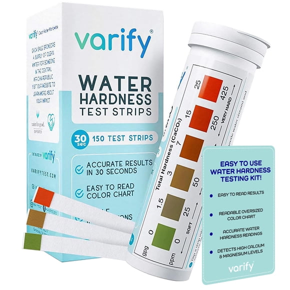 Kit de prueba de dureza del agua Varify 150 tiras 0-425 PPM