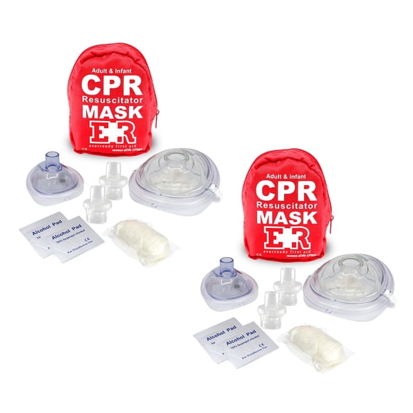 Kit combinado de mascarillas de resucitación cardiopulmonar Ever Ready para primeros auxilios para adultos y bebés