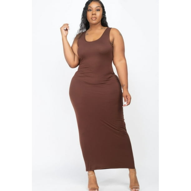 Vestido Largo Básico Liso de Talla Grande