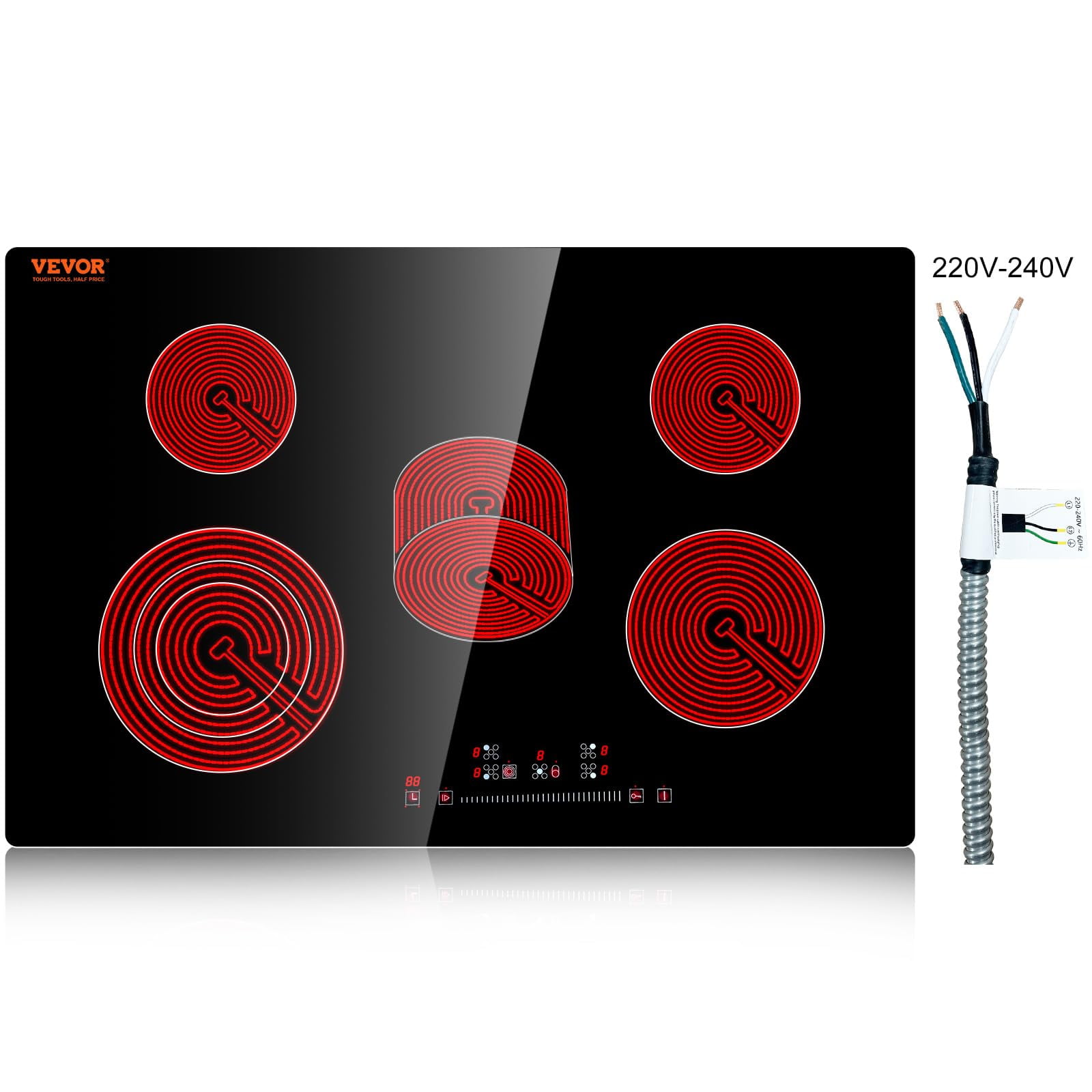 Estufa Eléctrica Vevor, 5 Quemadores, Estufa De Vidrio De 30 Pulgadas
