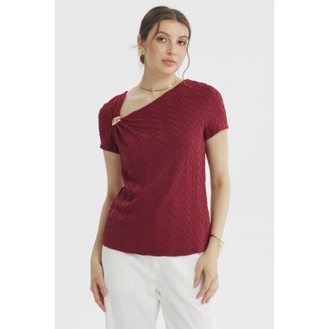 Fashionspark - Polera Mujer Cuello Asimétrico Burdeo