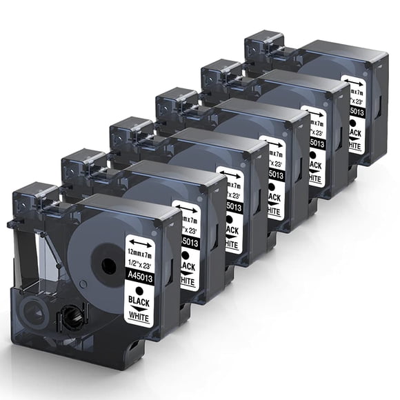 Rellenos para etiquetadora MarkDomain compatibles con Dymo D1 45013, 12 mm, paquete de 6