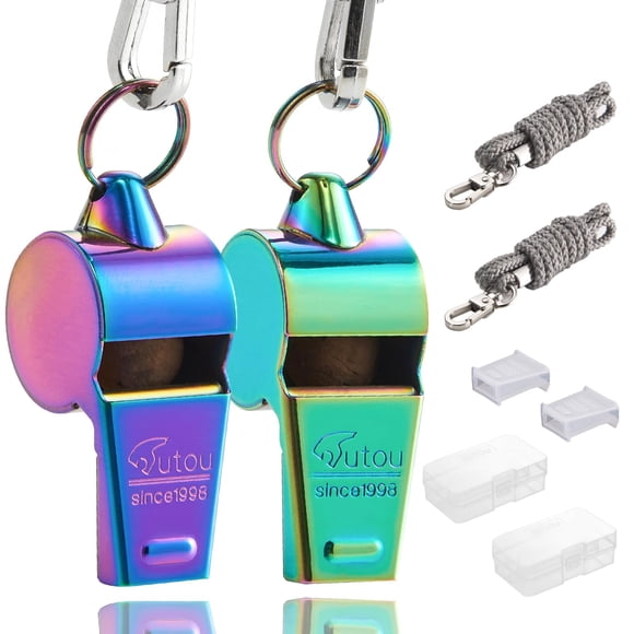 Whistle HUTOU Coach Sports de acero inoxidable con cordón, 2 paquetes