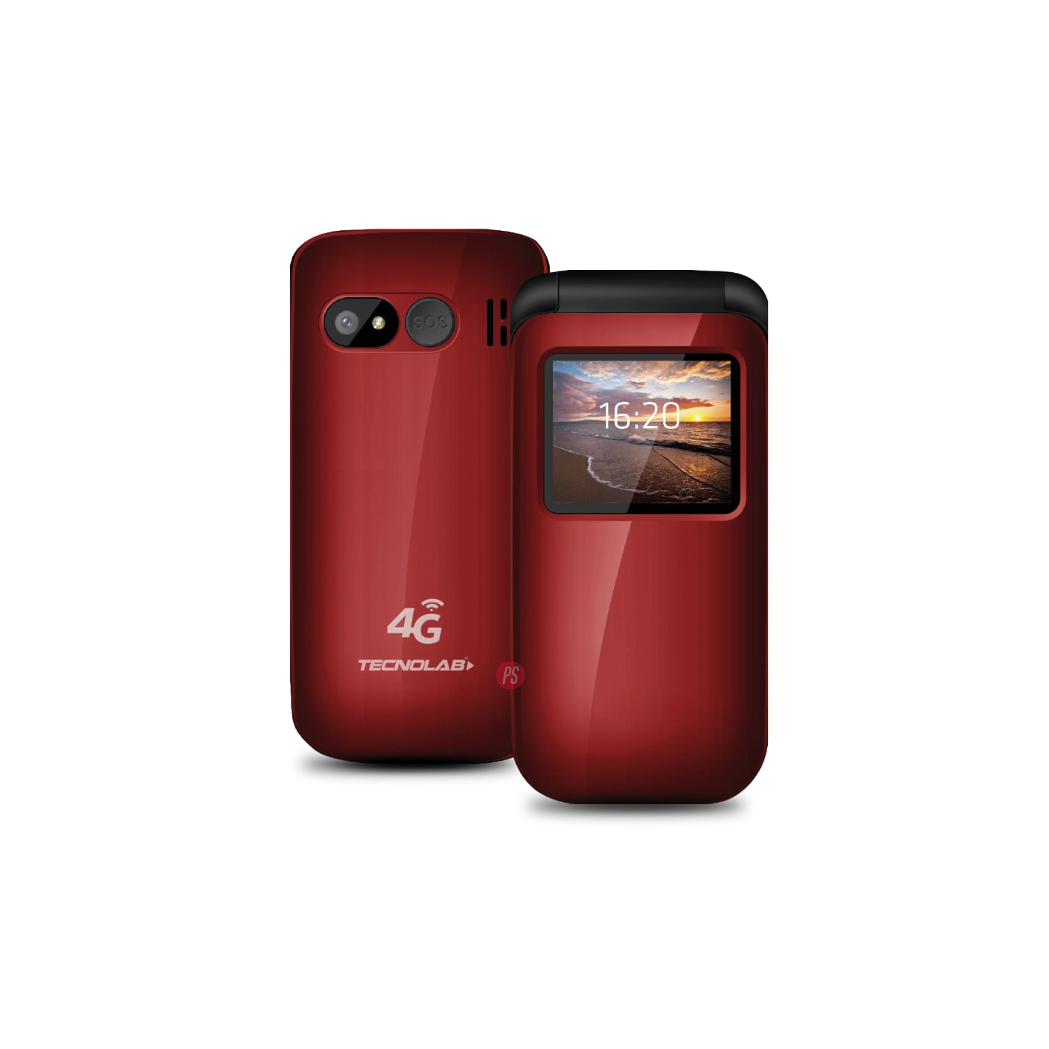 Tecnolab - Celular Senior Adulto Mayor 4G Almeja Rojo - Ps