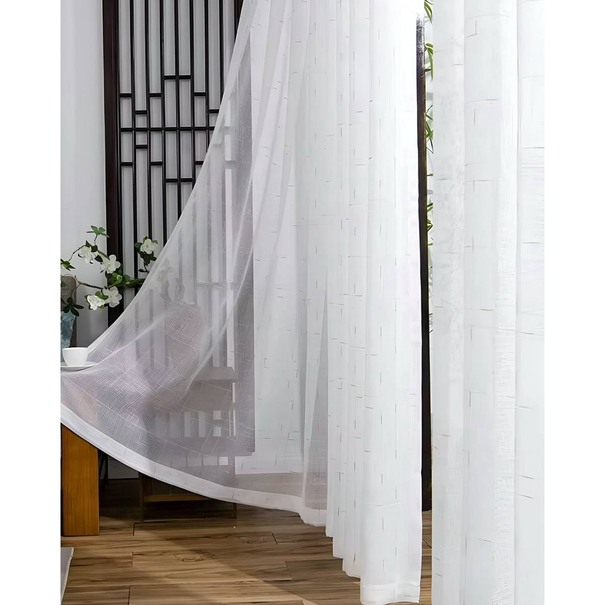 Genérico - 2 Panel De Cortina Visillo Transparente Con Textura 140x230cm