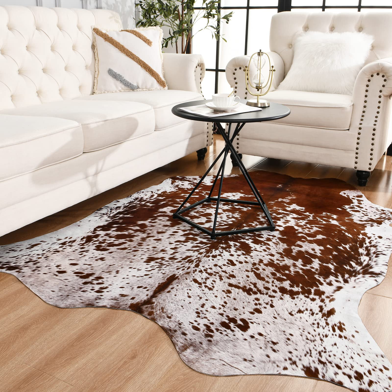Alfombra De Piel De Vacuno Sintética Easycozy Con Estampado De Vaca Grande, 140 X 160 Cm