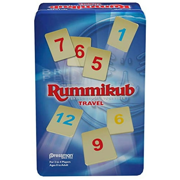 Rummikub en travel tin - The Original Rummy Tile Game por Pressman, Blue (B07GLGBW9X) Pressman Pressman