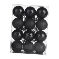 Magideal - 24 Piezas Bolas Colgantes Navideñas Decorativas Colgantes Árbol Navidad Ornamentos Reutilizables Resistentes Para Decoración Fiesta Cumpleaños Celebra Negro