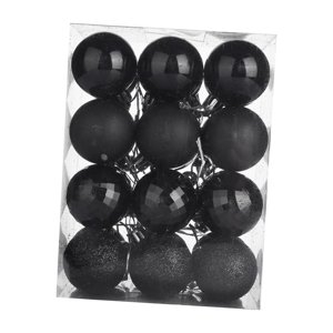 Magideal - 24 Piezas Bolas Colgantes Navideñas Decorativas Colgantes Árbol Navidad Ornamentos Reutilizables Resistentes Para Decoración Fiesta Cumpleaños Celebra Negro