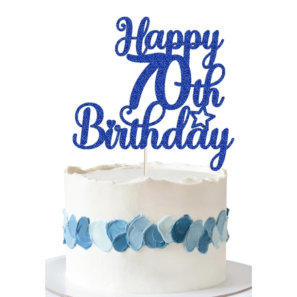 Decoración para tartas Decoburst con purpurina azul para felicitación de 70 cumpleaños