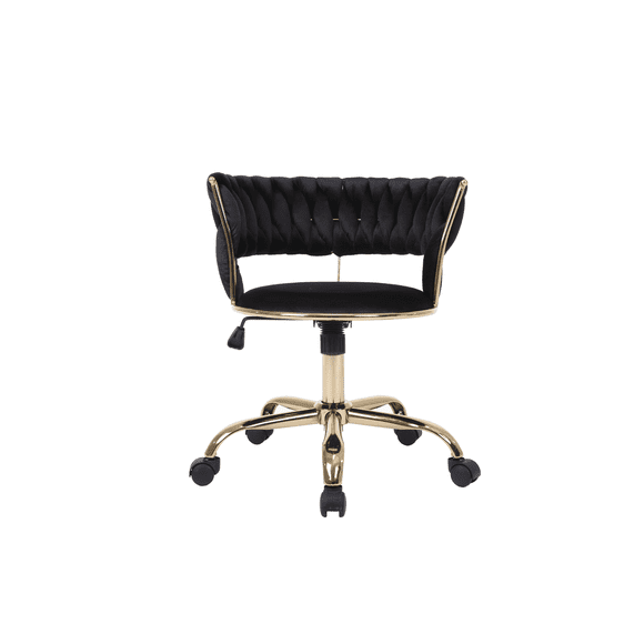 Silla Oficina Queen Velvet Gold - Negro