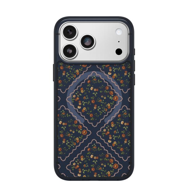 Funda transparente OtterBox Symmetry Series para iPhone 17 Pro Max, diseño floral azul