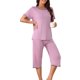 thumbnail image 4 of INSPIRE CHIC Conjunto de Pijama de Manga Corta para Mujer Pantalones Capri de Modal S Rosa, 4 of 6