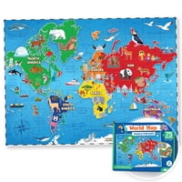 Momo & Nashi - Puzzle Con El Mapa Del Mundo De Momo Y Nashi, 75 Piezas, Para Niños De 4 A 10 Años