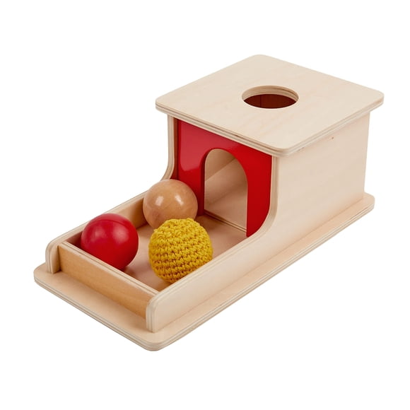 Caja de permanencia de objetos Montessori de Toy Adena con bandeja y 3 bolas