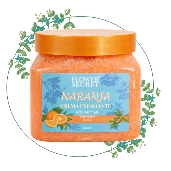 Exfoliante Azúcar Y Sal Orgánico Naranja 500ml Flower Secret