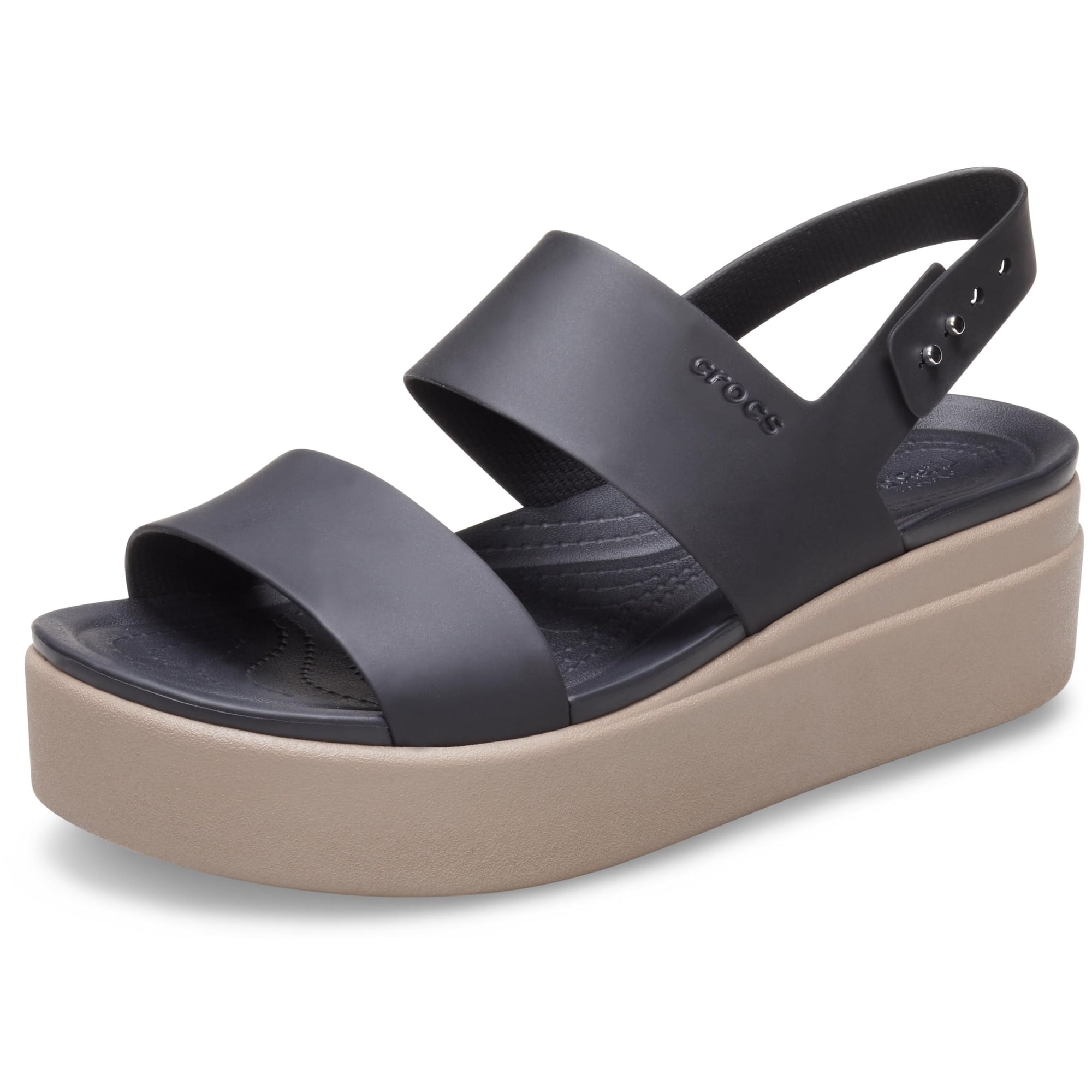 Sandalias Con Cuña Crocs Brooklyn Low Black/mushroom Para Mujer