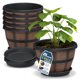 thumbnail image 1 of Macetas Lifemaster en forma de barril de whisky, 25 cm, 5 unidades, plástico, 1 of 7