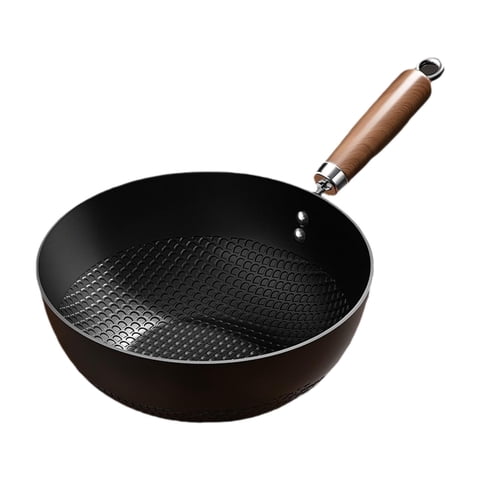 Bothyi - Sartén Wok De Hierro Multiusos Pequeña Resistente Fácil De Limpiar Wok Chino Para Hervir 22Cm