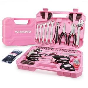 Juego De Herramientas Workpro Pink 284 Piezas Con Caja De Herramientas Para Reparaciones En El Hogar