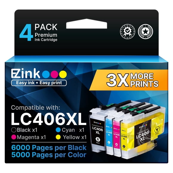 Cartuchos de tinta E-Z Ink LC406XL LC406 para impresora Brother (paquete de 4)