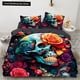 thumbnail image 1 of Rose Skull Flower Bedding Set Cartoon Comforter Sets Double Twin Full Size Duvet Cover Set Kids Girls White Bed Linen Bed Sheets, 1 of 5