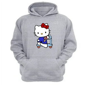 Genérico - Polerón Canguro Gatita Kitty Gris Claro Talla S Unisex