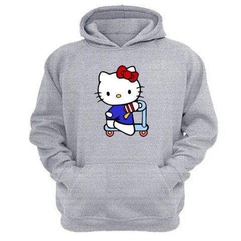 Genérico - Polerón Canguro Gatita Kitty Gris Claro Talla L Unisex