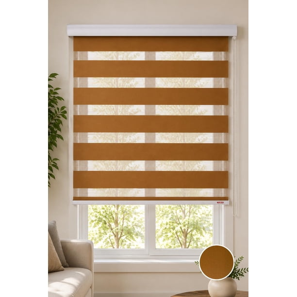 Cortina Roller Duo Zebra Dia y Noche 060X160 marron claro 060X140