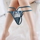 thumbnail image 1 of Transparent Mesh Embroidery G-string Panties, Hollow Double Belts Panties, Women's Sexy Lingerie & Underwear, 1 of 3