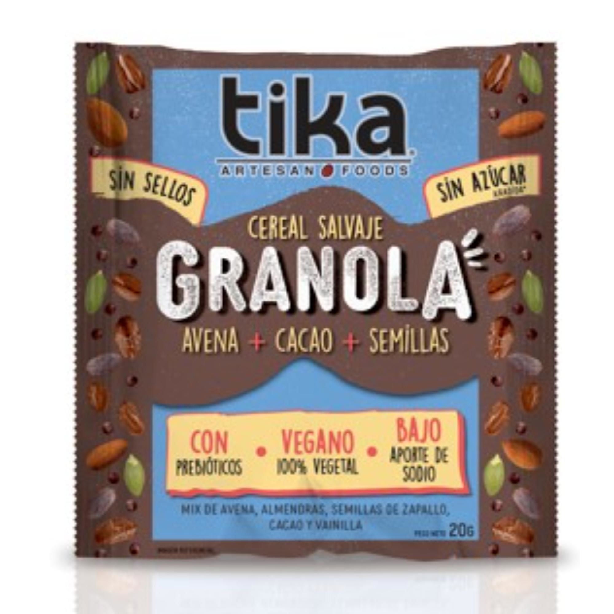 Cereal Salvaje Granola Avena-cacao & Vainilla 20 g Tika