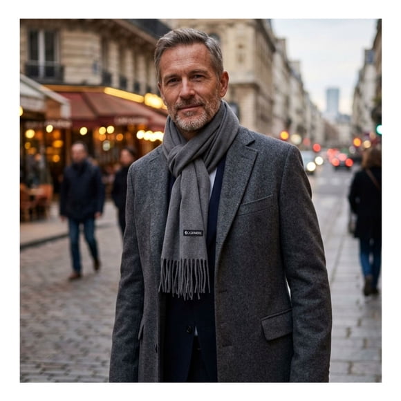 Bufanda de Cashmere Suave de Invierno con Flecos