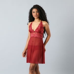 Baby Doll Encaje Bitono Con Colaless Flores Mujer 33766-234