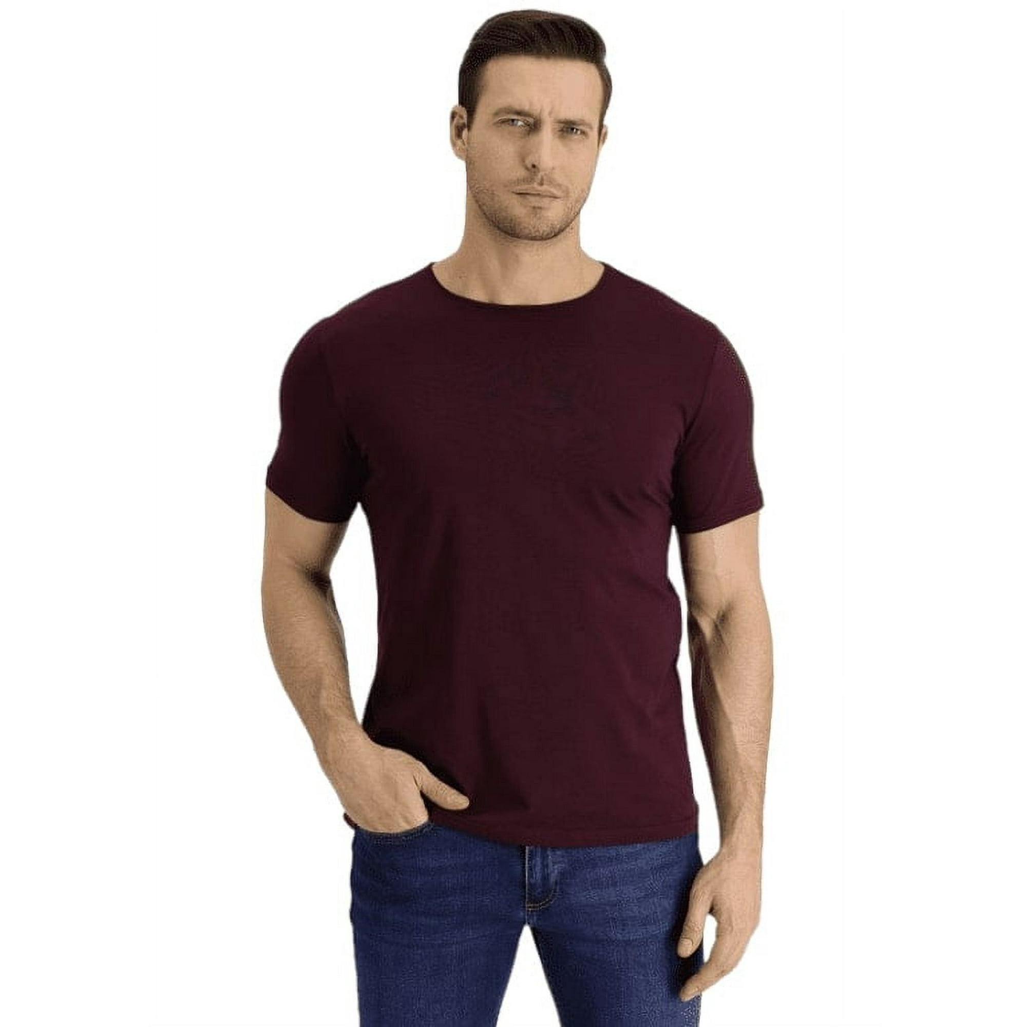 Home Fashion - Polera Hombre Manga Corta Cuello Redondo Burdeo Talla M