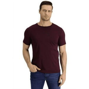 Home Fashion - Polera Hombre Manga Corta Cuello Redondo Burdeo Talla M