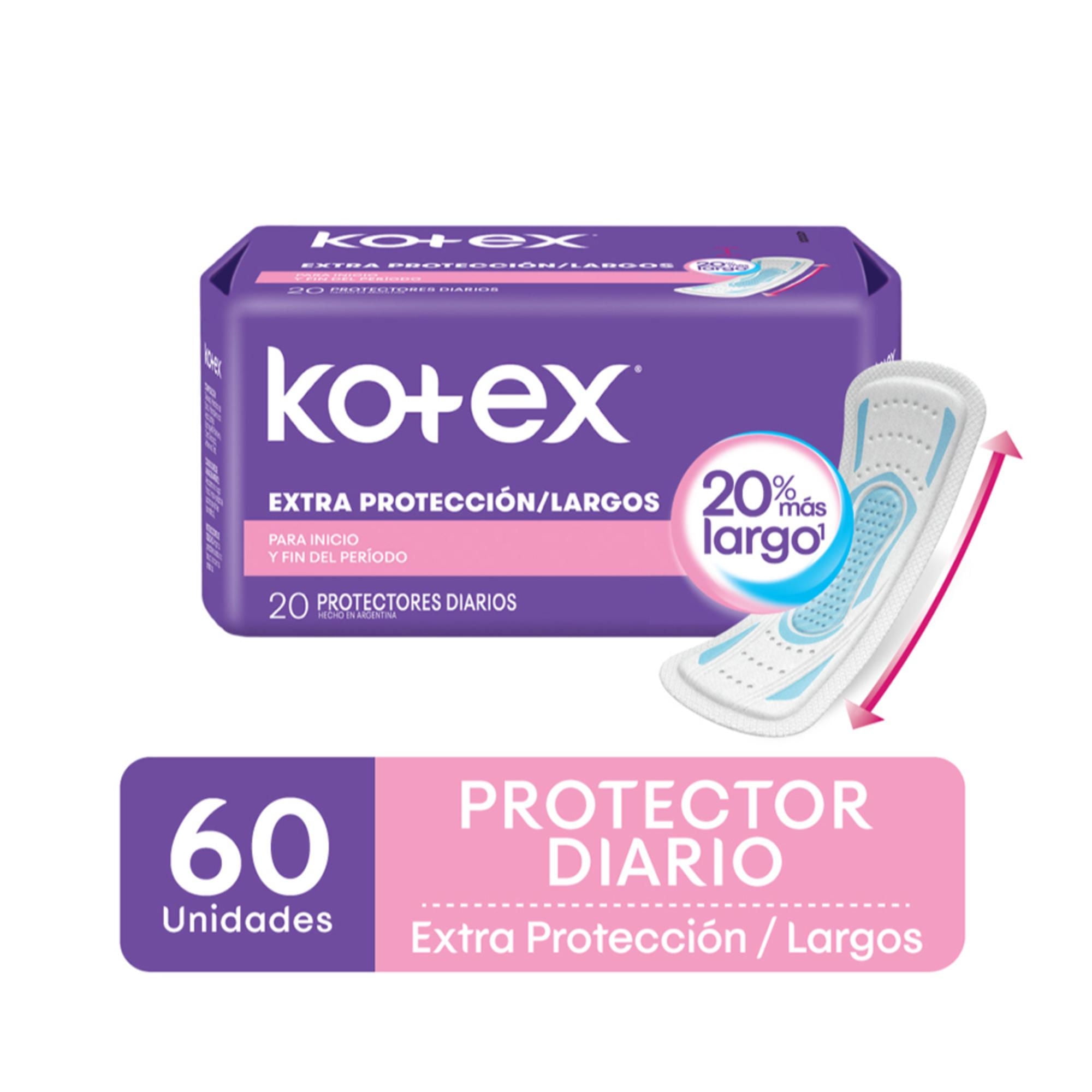 Protectores Diarios Largos Extra Protección 60 Un Kotex