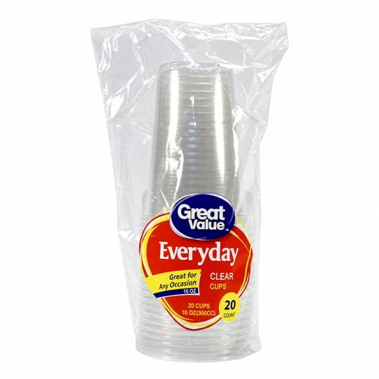 Set De 20 Vasos Plásticos Trasparente 300cc 1 Un Great Value