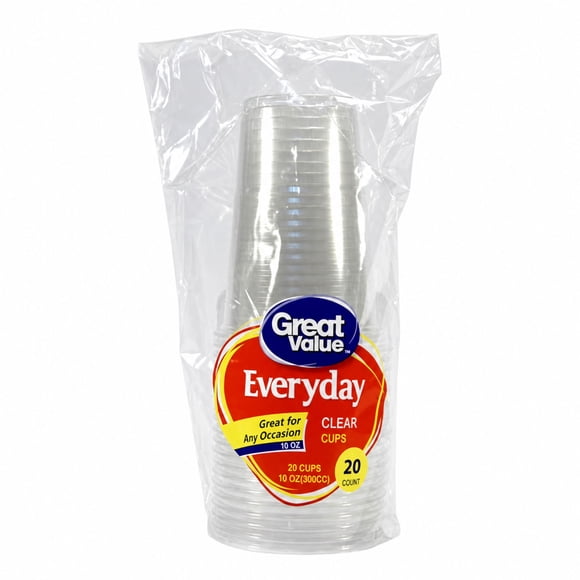 Set de 20 vasos plásticos trasparente 300cc, 1 Un