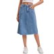 thumbnail image 1 of INSPIRE CHIC Falda de Jean para Mujer Regreso a Clases Cintura Alta Línea A Elástica en la Espalda Casual Hasta la Rodilla Falda de Mezclilla S Azul Claro, 1 of 6