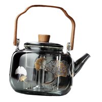Magideal - Tetera De Vidrio, Tetera De Té Soplada A Mano, 1L Con Mango Transparente Con Colador De Té Para Hotel, Casa De Té, Familia, Regalo Para Amantes Del Té
