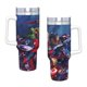 thumbnail image 4 of Los Superhéroes de Marvel Vaso aislado de acero inoxidable con asa, diseño temático, regalo para familia, amigos y fans; incluye pajita y encaja en el portavasos estándar, 40 oz, 4 of 6