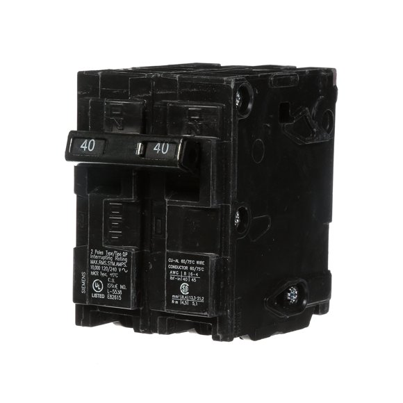 Disyuntor Siemens Q240 40A de doble polo tipo QP negro