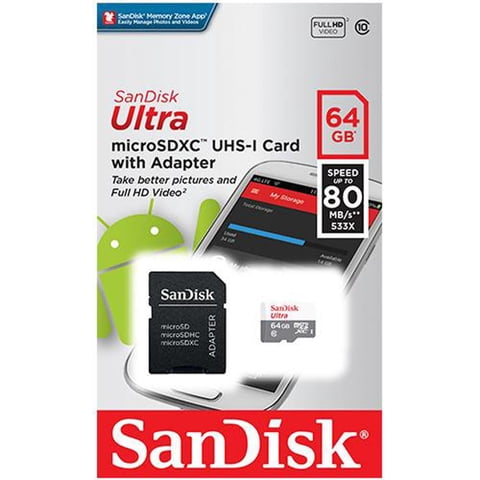 Sandisk - Tarjeta De Memoria Micro-Sd 64Gb Ultra Xc Clase 10 /Adaptador Sd