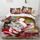 thumbnail image 1 of Cat Merry Christmas Santa Claus Bedding Set,Duvet Cover Bed Set Quilt Cover Pillowcase, Boys Girls Adults Bed Sheets, 1 of 5