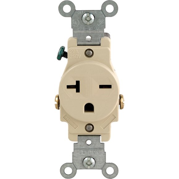 Outlet Leviton Prograde 20A 250V Single Ivory 6-20R, paquete de 1 unidad
