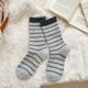 thumbnail image 1 of Xiao Hua 3 pares de calcetines de invierno cálidos de encaje a rayas gris claro, calcetines casuales de cuello redondo, cómodos para uso diario en clima frío, talla única., 1 of 3