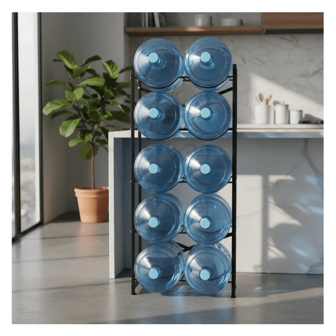 Genérico - Estante Organizador Rack 10 Botellones Bidones Agua 20lts Negro