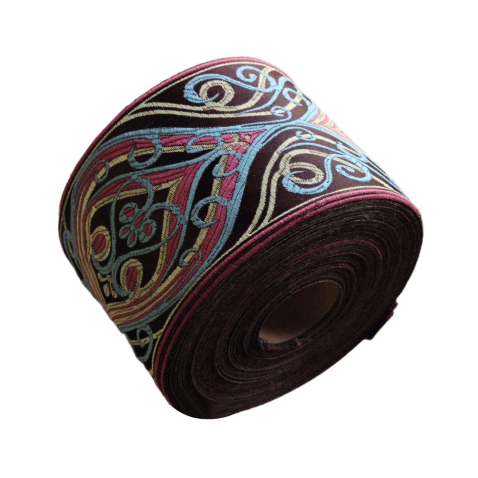 Magideal - Adorno De Encaje De Cinta Jacquard, Cinta Tejida Bordada Decorativa Novedosa, Adorno De Flecos Para Hacer Tú Mismo, Abrigos, Fundas De Almohadas Y 9cm De Ancho X 5m